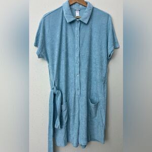NWT Andie Swim The Palma Terry Button- Up Romper in Cablu Size L